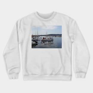 Fishing boat at Fornells, Minorca, Spain Crewneck Sweatshirt